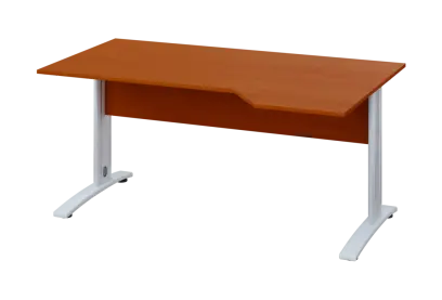 EZK 18 - 164 stůl kancelářský, rohový, pravý, kovová podnož bílá, deska 18 mm, široký 1600 mm, třešeň šumavská